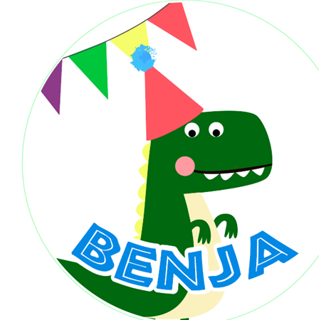 Tarjetitas redondas Baby Dino 20u Pers